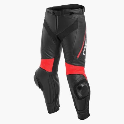 Dainese DELTA 3 sportovní kožené kalhoty černé/fluo-červené vel.56